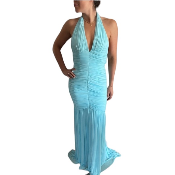 Jovani Evening Halter Gown Light Blue - Picture 1 of 4